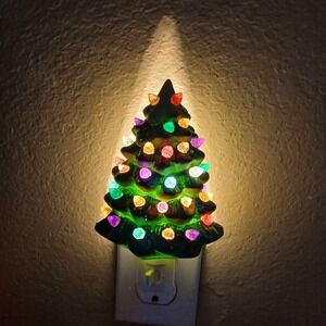 Ceramic Christmas Tree Night Light  Peg Lights Mini version Vintage Classic Gift